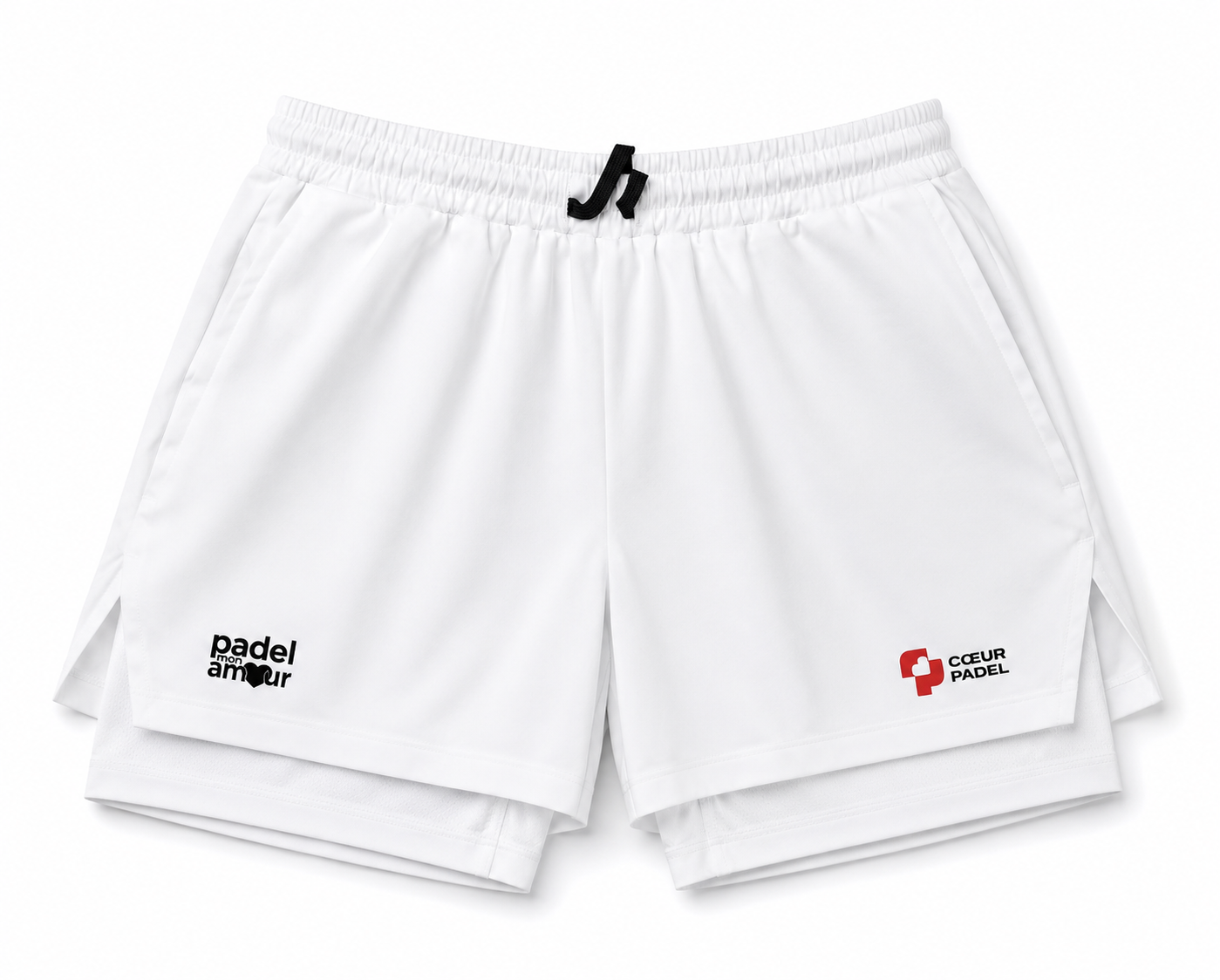 Short 2 en 1 Padel Mon Amour édition spéciale Coeur Padel- Blanc