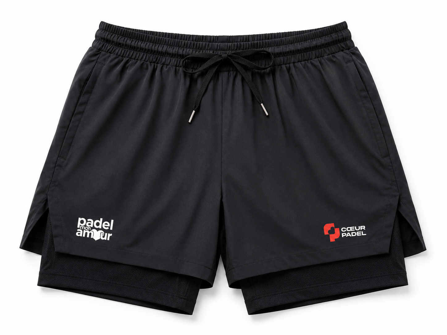 Short 2 en 1 Padel Mon Amour édition spéciale Coeur Padel- Noir