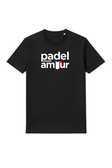 T-shirt Coton Noir Padel Mon Amour – Édition Cocorico 🇫🇷