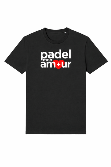 T-shirt Coton Noir Padel Mon Amour – Édition Suisse 🇨🇭