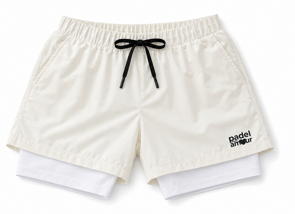 Short Padel Mon Amour 2 en 1 avec Collant "Pro" Blanc (NEW)