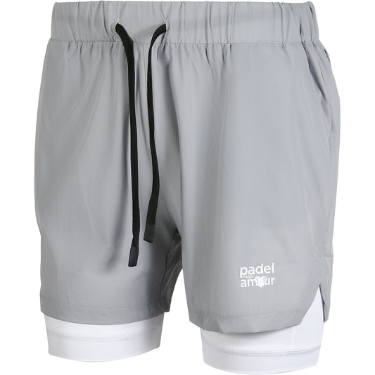Short Padel Mon Amour 2 en 1 avec Collant Gris– Gamme "Pro"