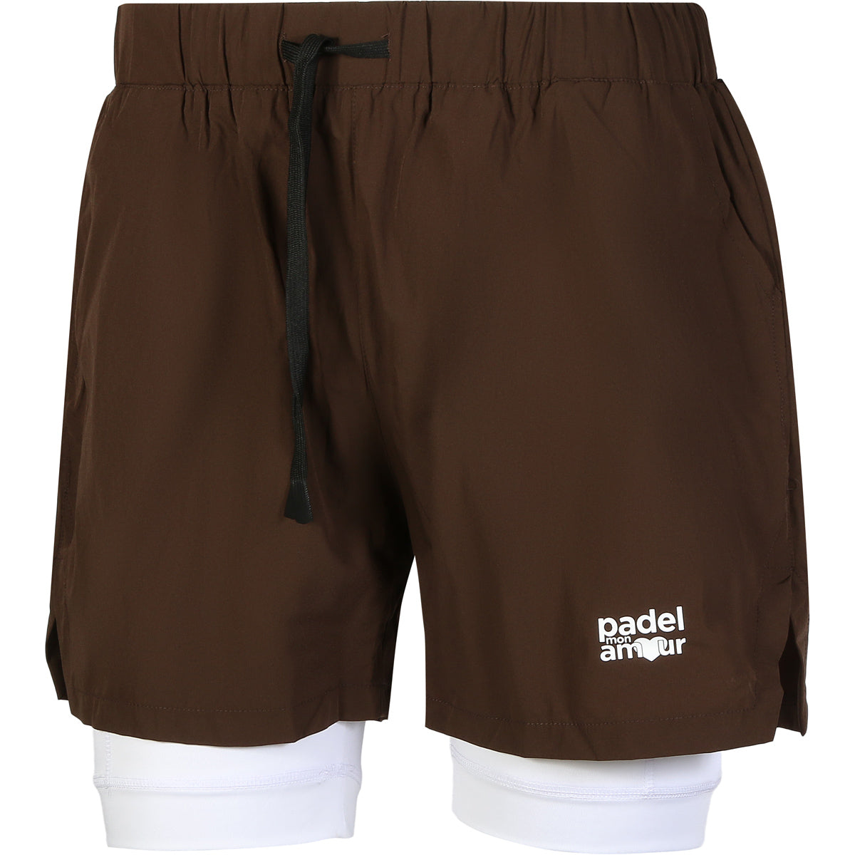 Short Padel Mon Amour 2 en 1 avec Collant Marron– Gamme "Pro"